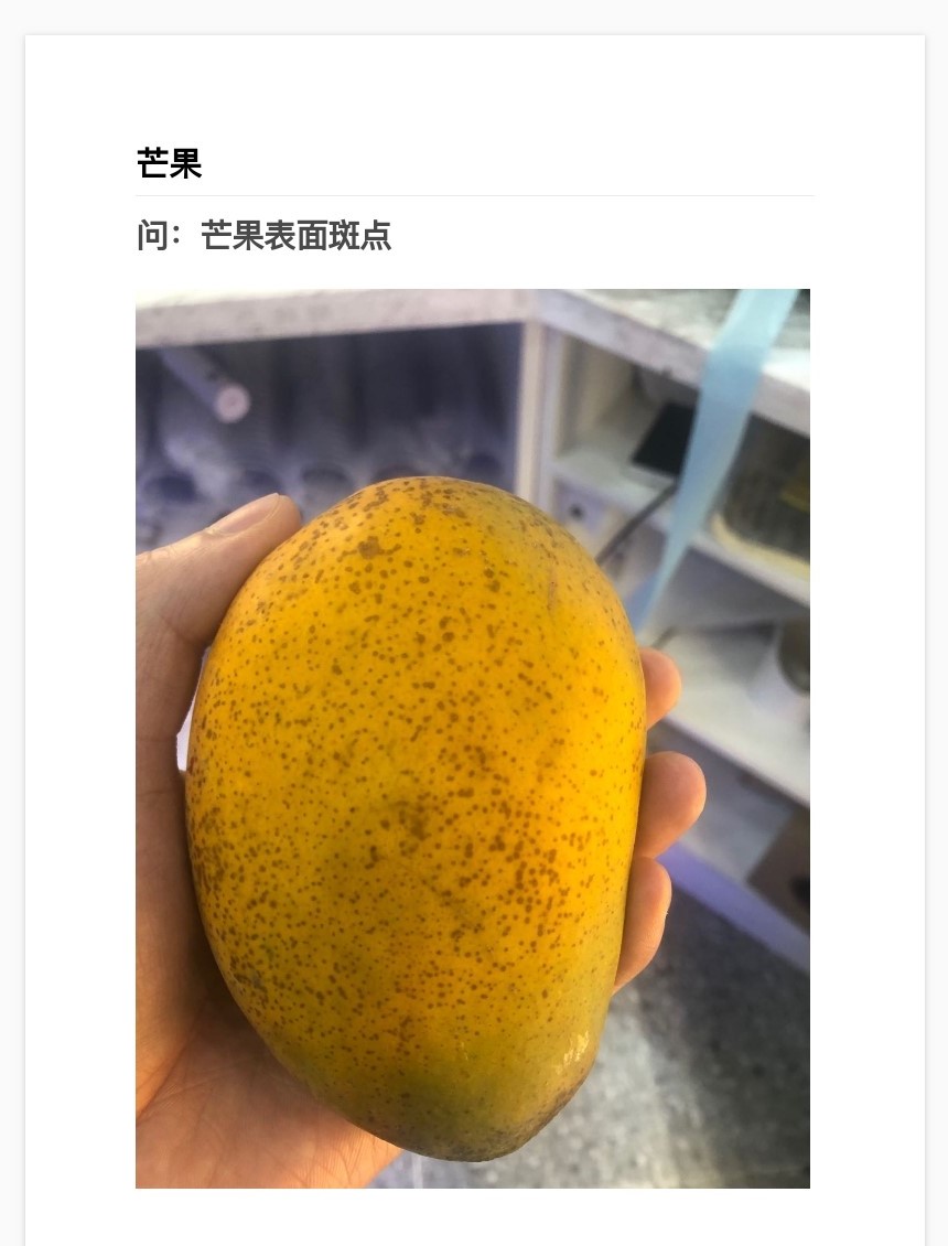 芒果表面斑点